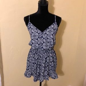 Floral romper, navy blue and white, Size L